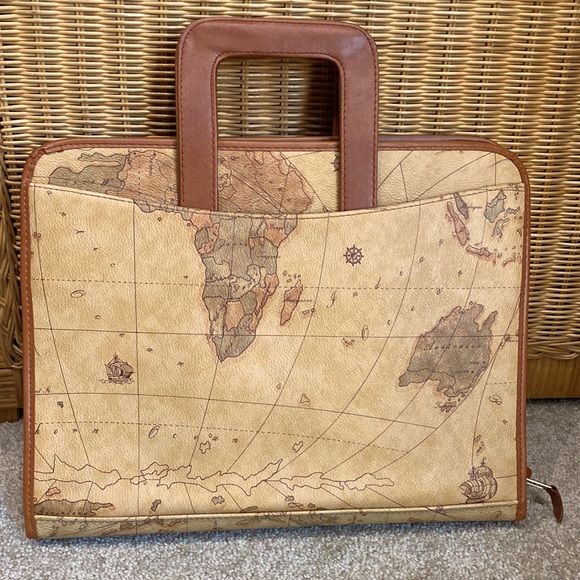 Portfolio Map Design Other - Vintage Cool Drop Handle World Map Portfolio Folder For Every Day Use !